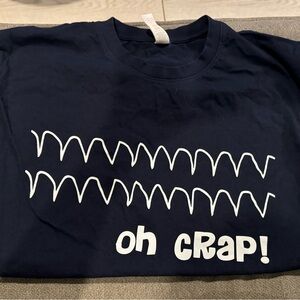 Nursing- funny shirt. Short sleeved: “oh crap” VT shirt. Navy. Adult M